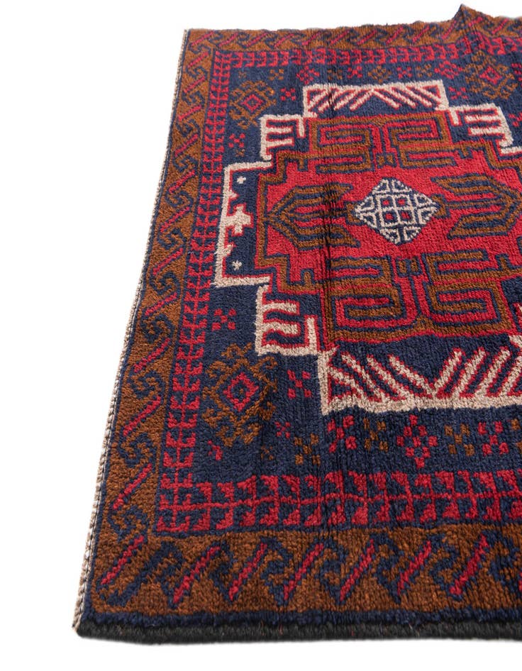 Detail image of  2' 10 x 4' 8  Hand Knotted Balouch Persian Wool Rug