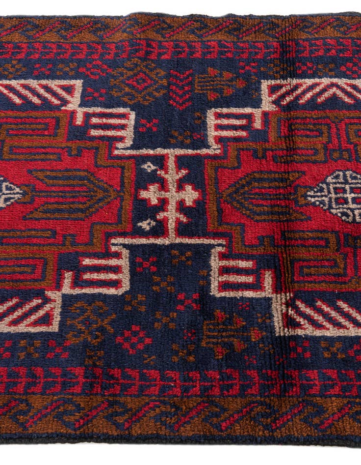 Detail image of  2' 10 x 4' 8  Hand Knotted Balouch Persian Wool Rug