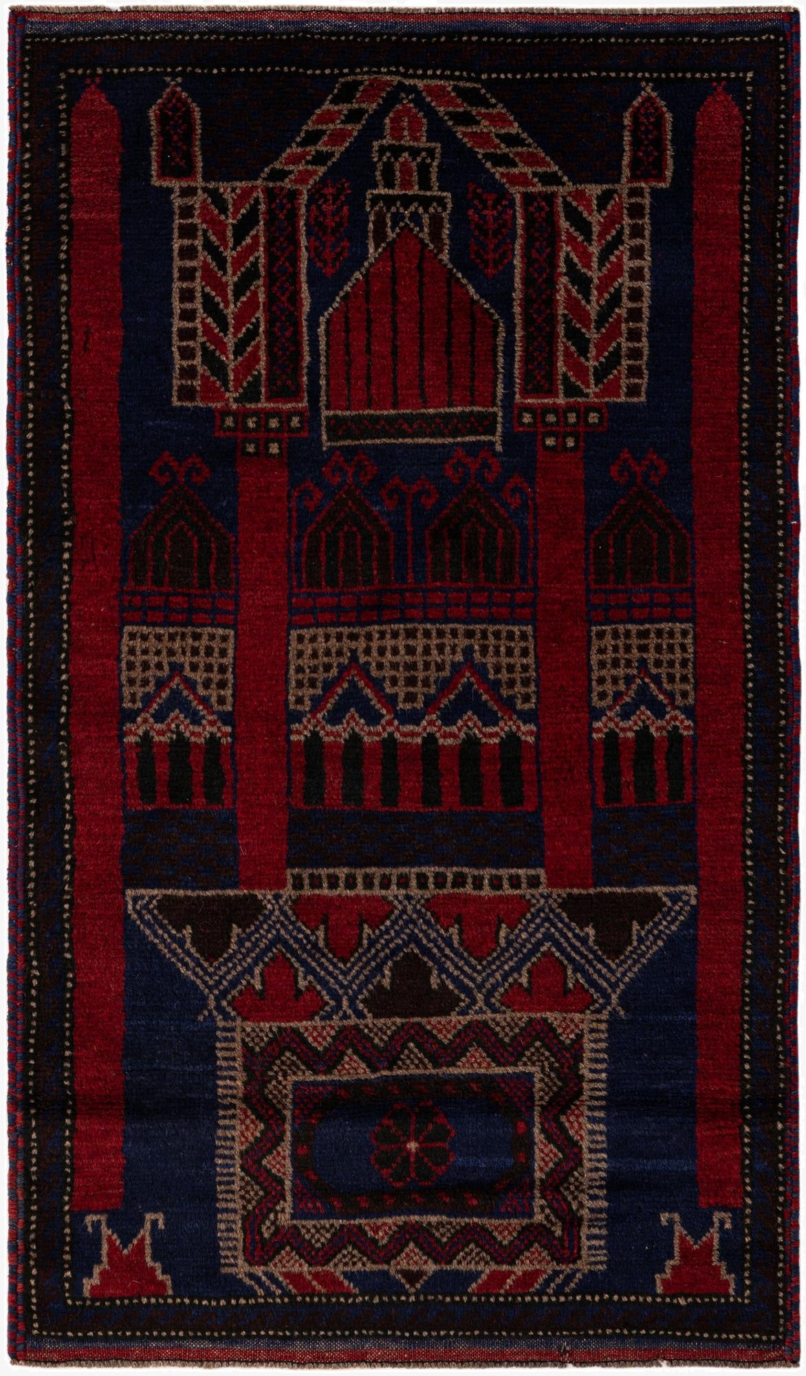  2' 9 x 4' 9  Hand Knotted Balouch Persian Wool Rug