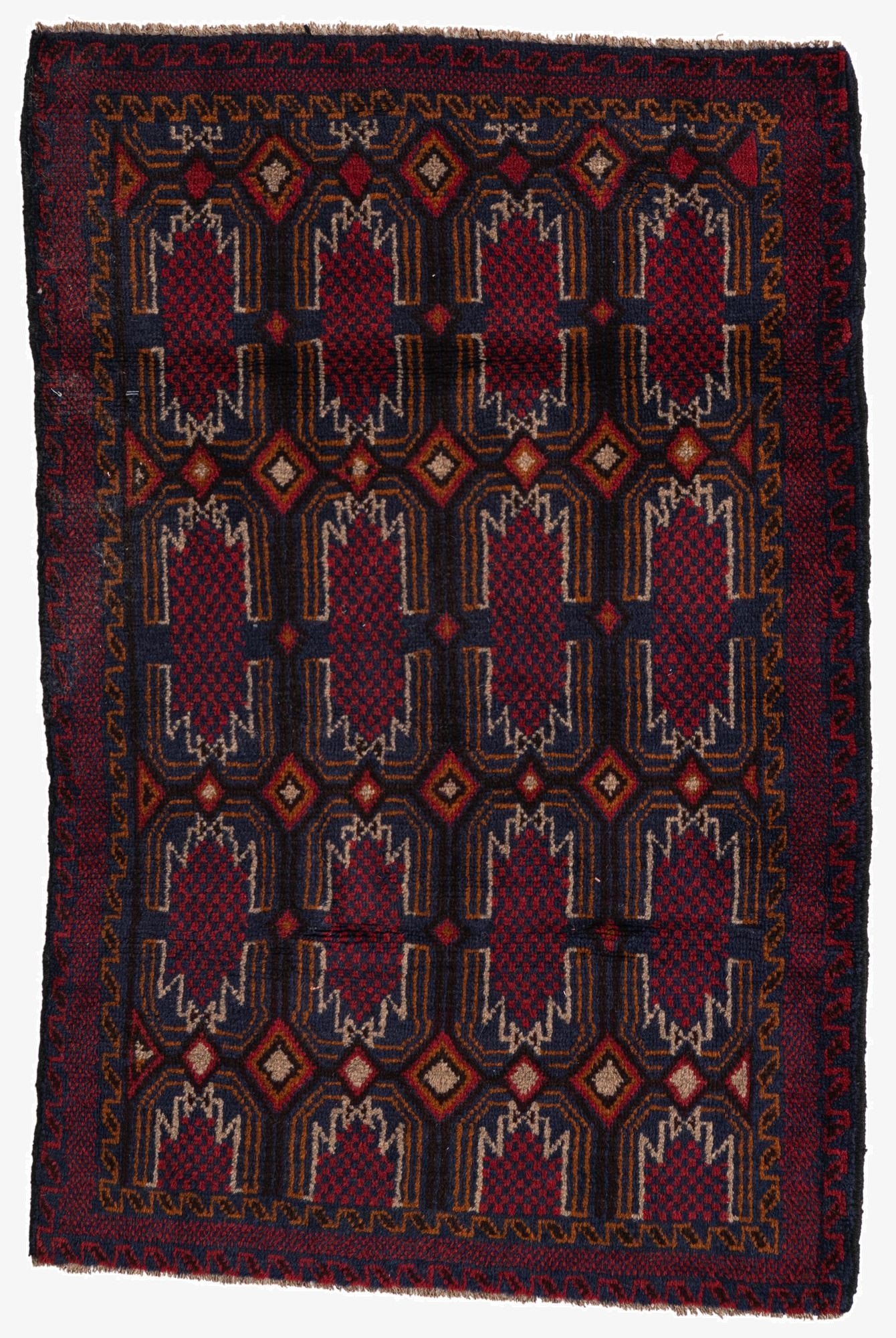  3' x 4' 7  Hand Knotted Balouch Persian Wool Rug