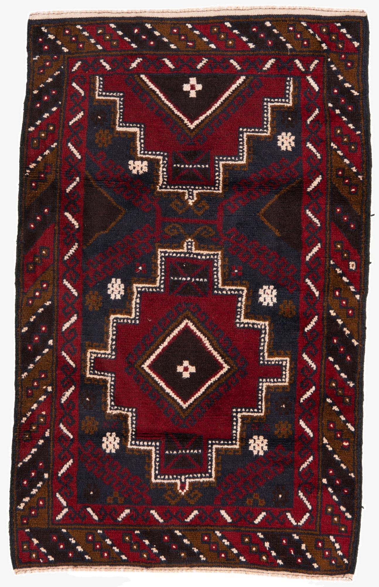  3' x 4' 8  Hand Knotted Balouch Persian Wool Rug