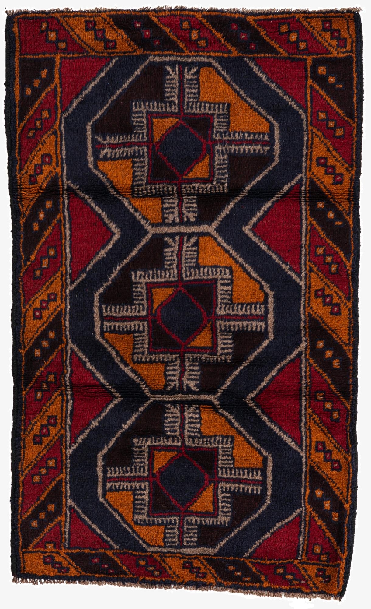  2' 10 x 4' 9  Hand Knotted Balouch Persian Wool Rug