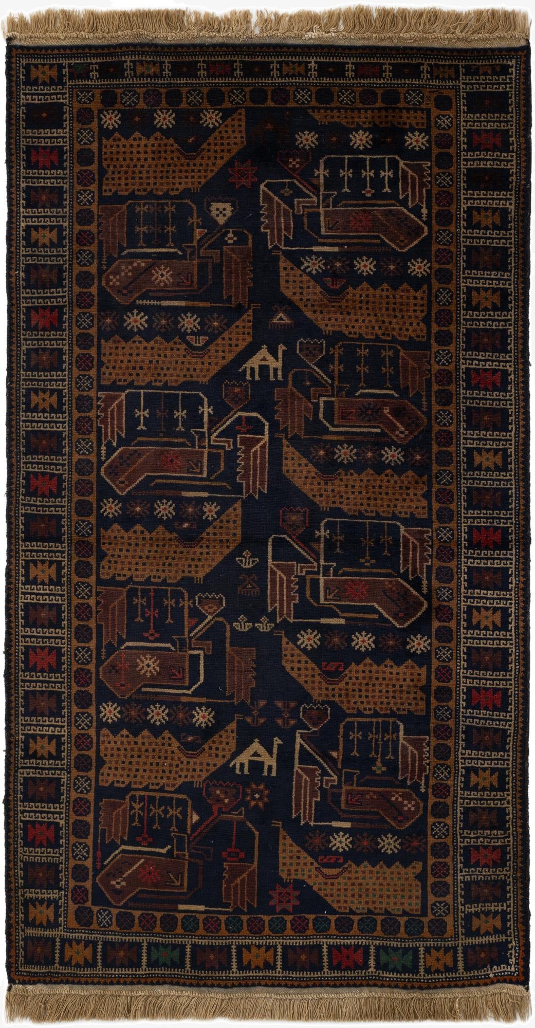  3' 4 x 6' 3  Hand Knotted Balouch Oriental Wool Rug