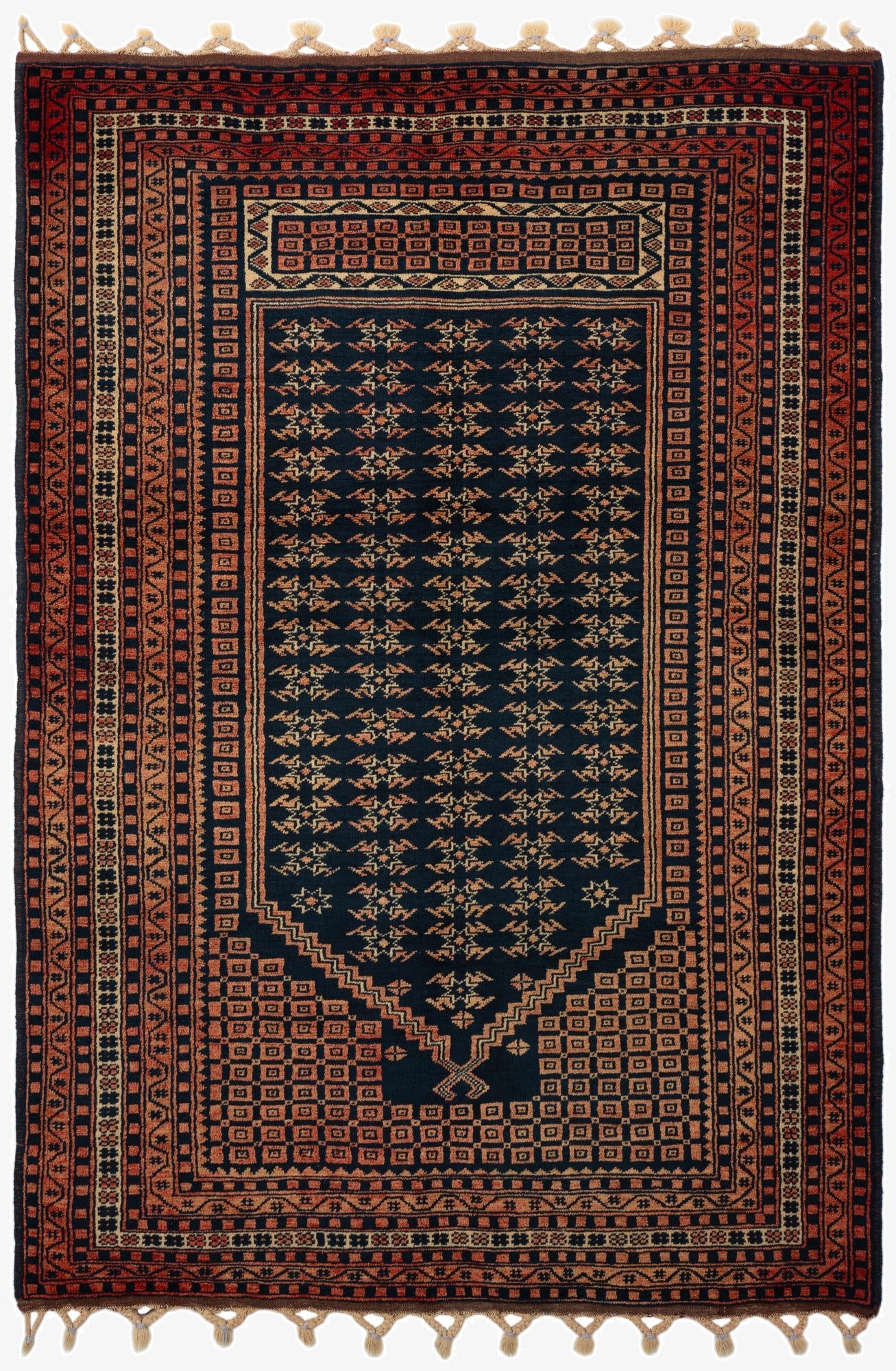  4' 2 x 5' 10  Hand Knotted Balouch Oriental Wool Rug