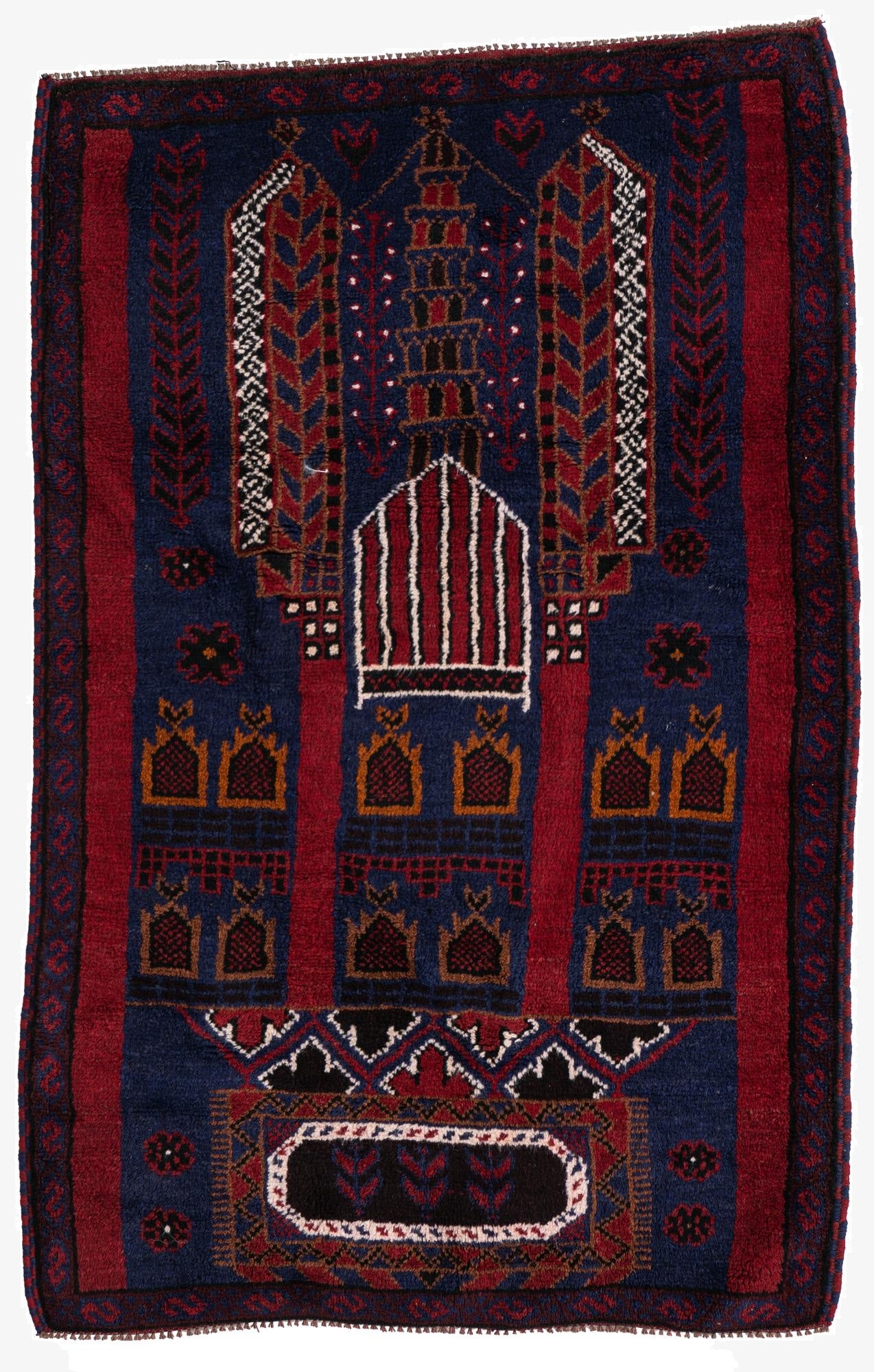  3' 2 x 4' 10  Hand Knotted Balouch Persian Wool Rug