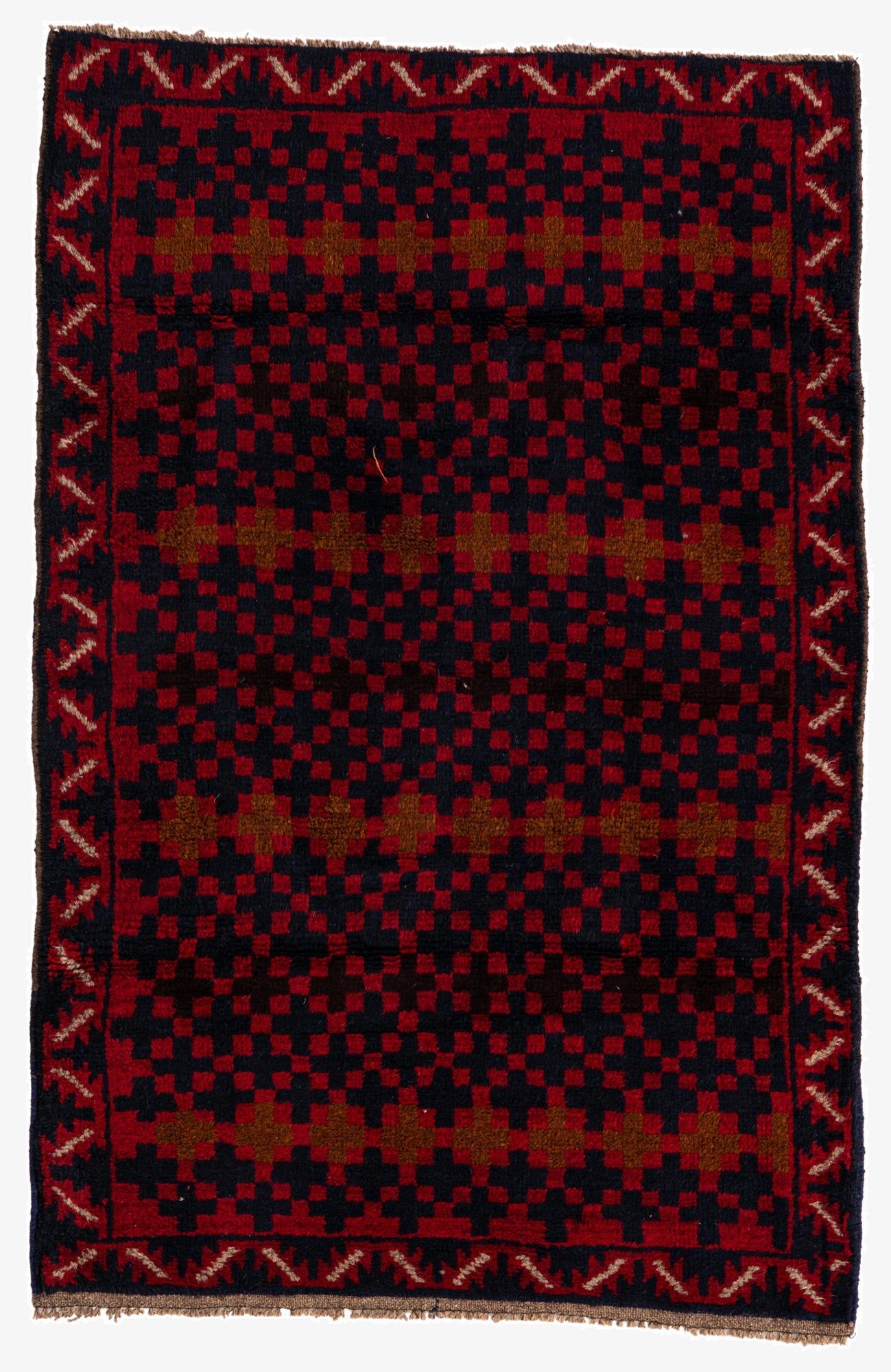  3' x 4' 6  Hand Knotted Balouch Persian Wool Rug