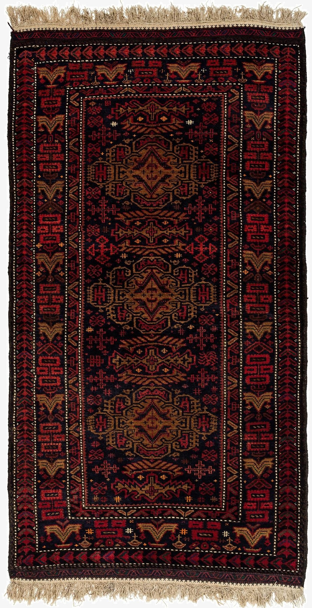  3' 4 x 6' 4  Hand Knotted Balouch Oriental Wool Rug