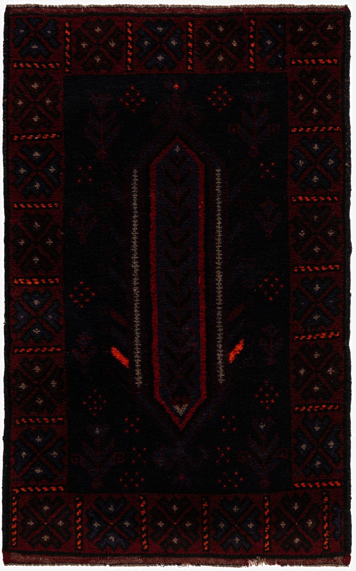  2' 10 x 4' 8  Hand Knotted Balouch Persian Wool Rug