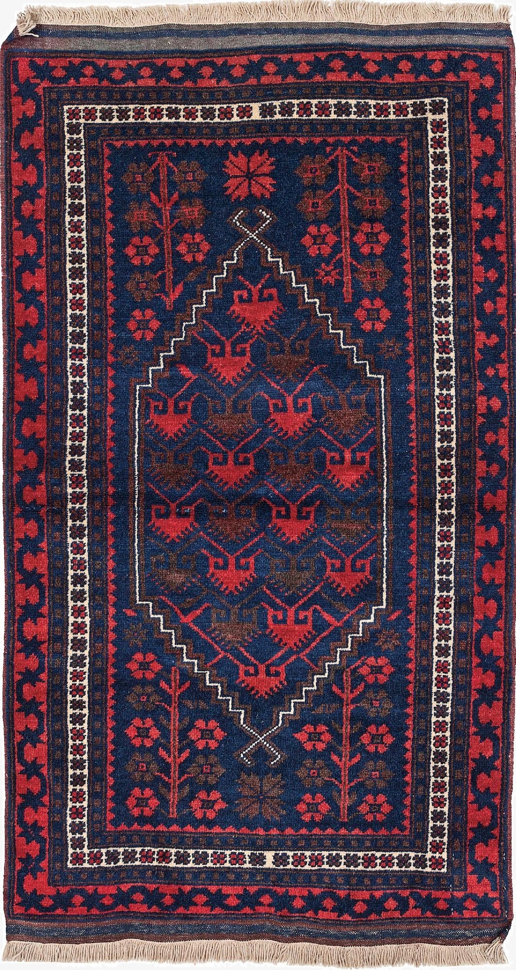  2' 6 x 4' 5  Hand Knotted Balouch Wool Rug