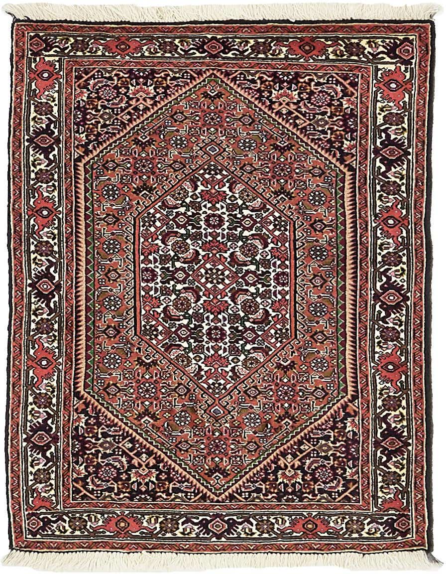 A 3x4 rectangular Rugs.com Bidjar rug featuring a traditional Persian medallion pattern in rich blues, reds, and creams.