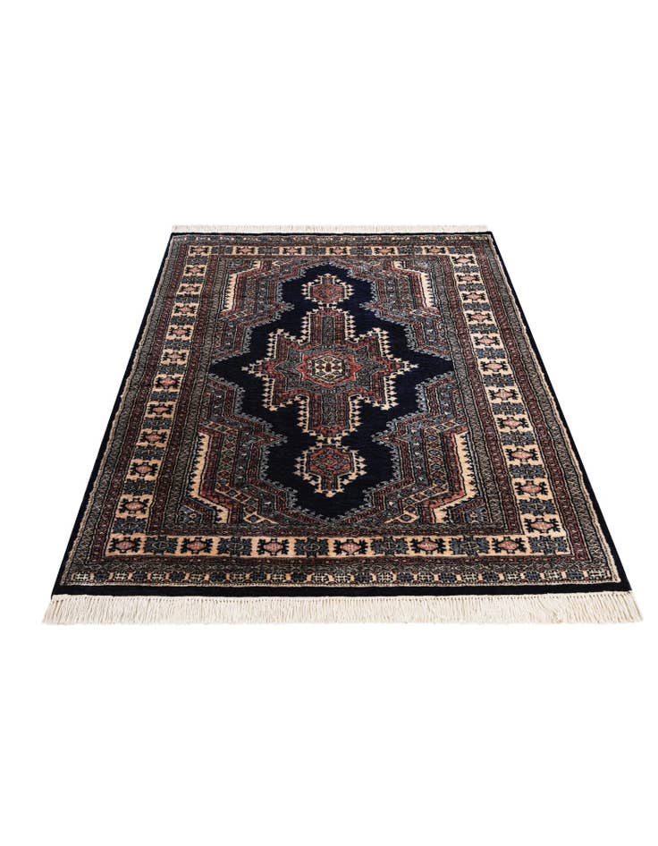 Detail image of  4' 2 x 6' 3  Hand Knotted Bokhara Oriental Wool Rug