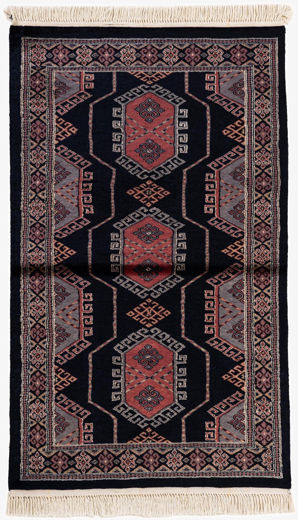  3' 2 x 5' 3  Hand Knotted Bokhara Oriental Rug