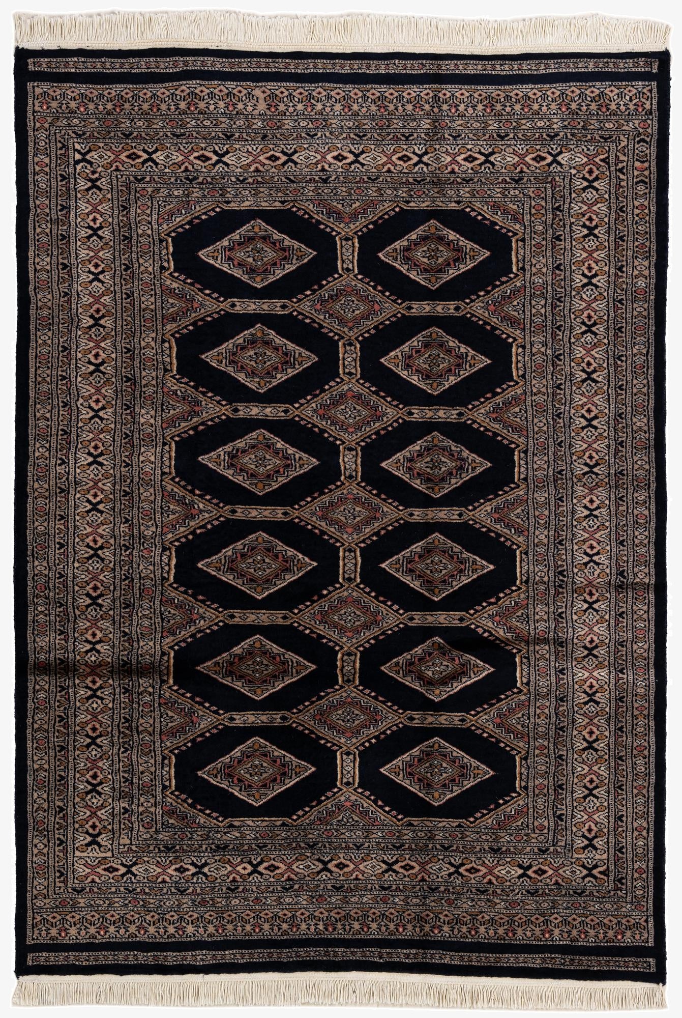  4' 3 x 5' 11  Hand Knotted Bokhara Oriental Wool Rug