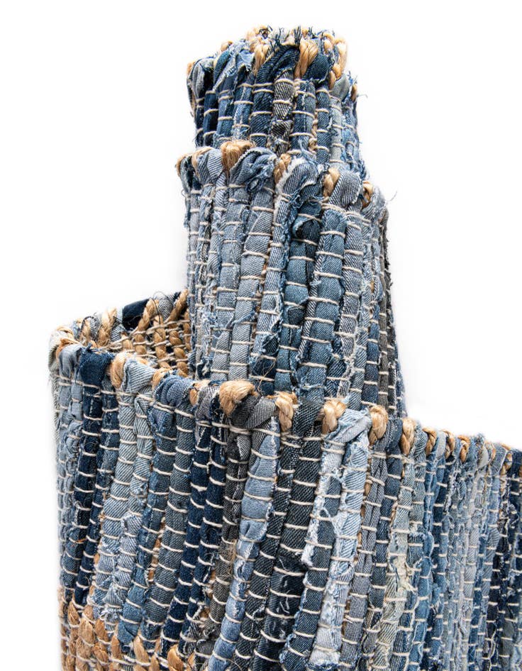 Detail image of  4' 1 x 6' 1  Hand Woven Chindi Jute Rug