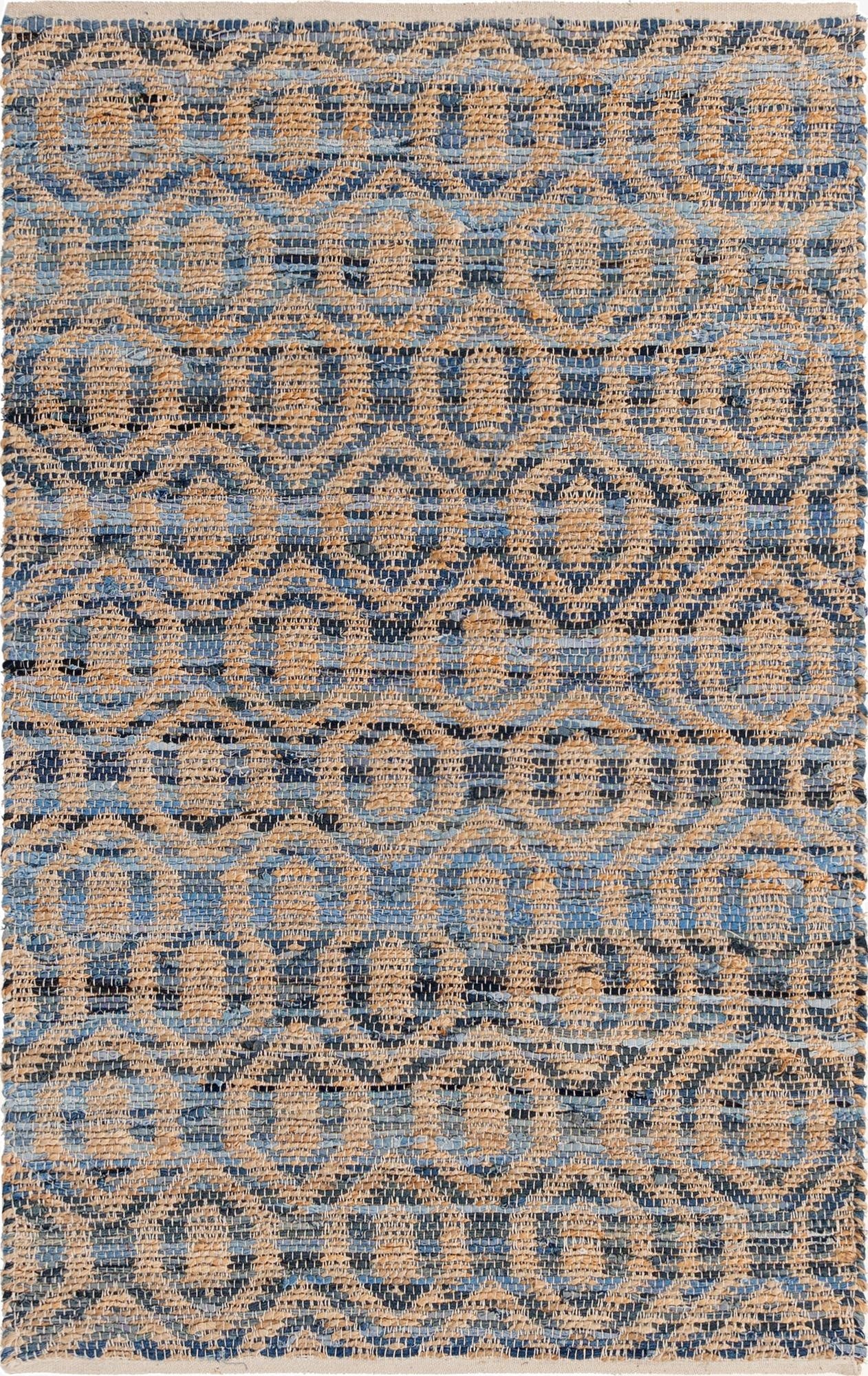  4' 1 x 6' 1  Hand Woven Chindi Jute Rug