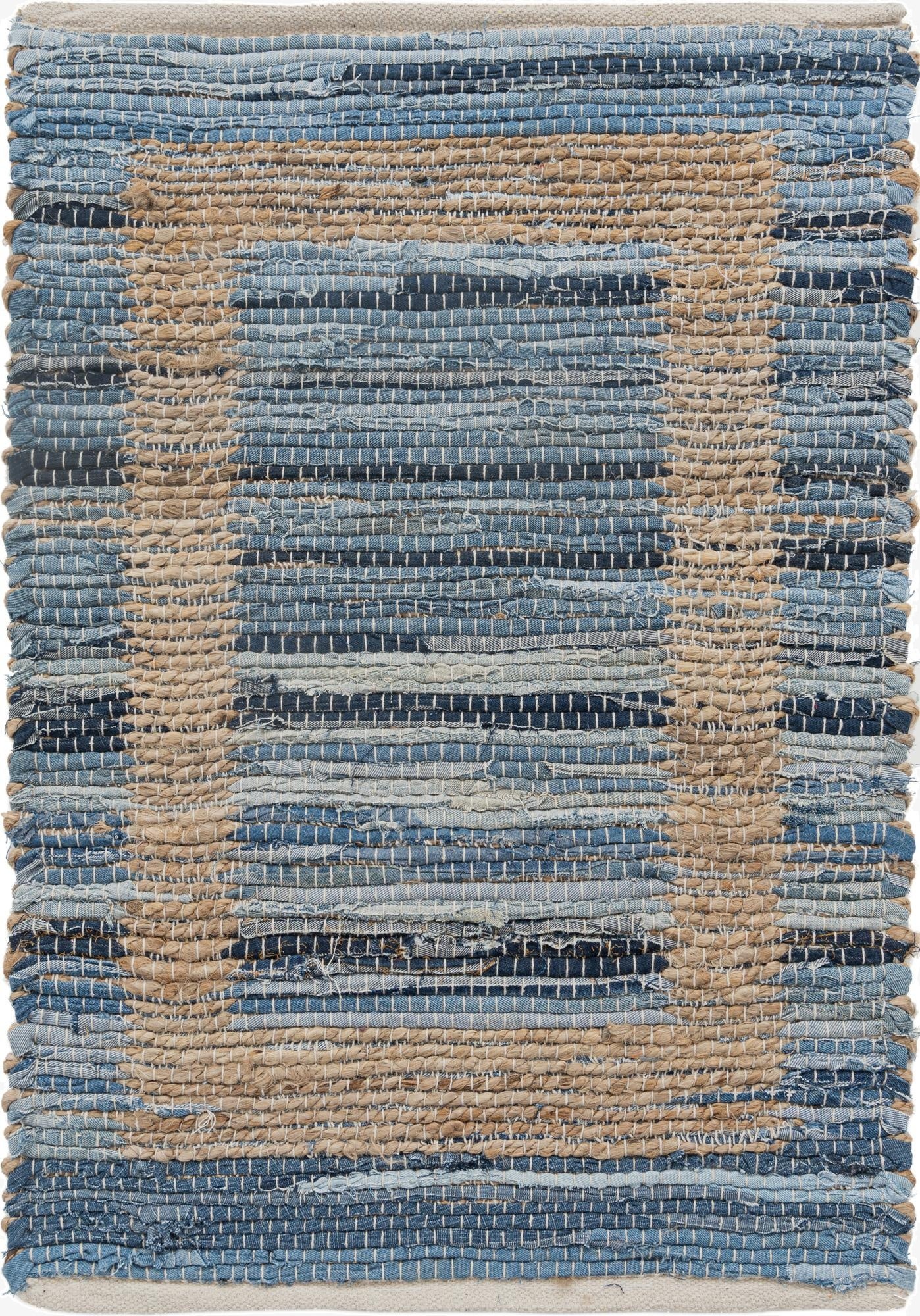  2' x 3' 1  Hand Woven Chindi Jute Rug