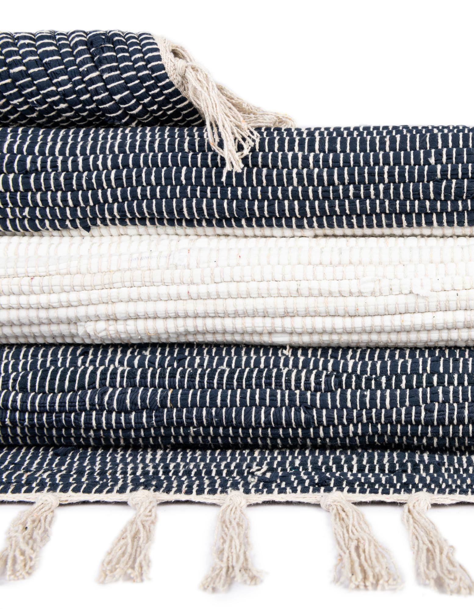 Navy Blue 5' 1 x 8' Hand Woven Chindi Rag Rug | Rugs.com