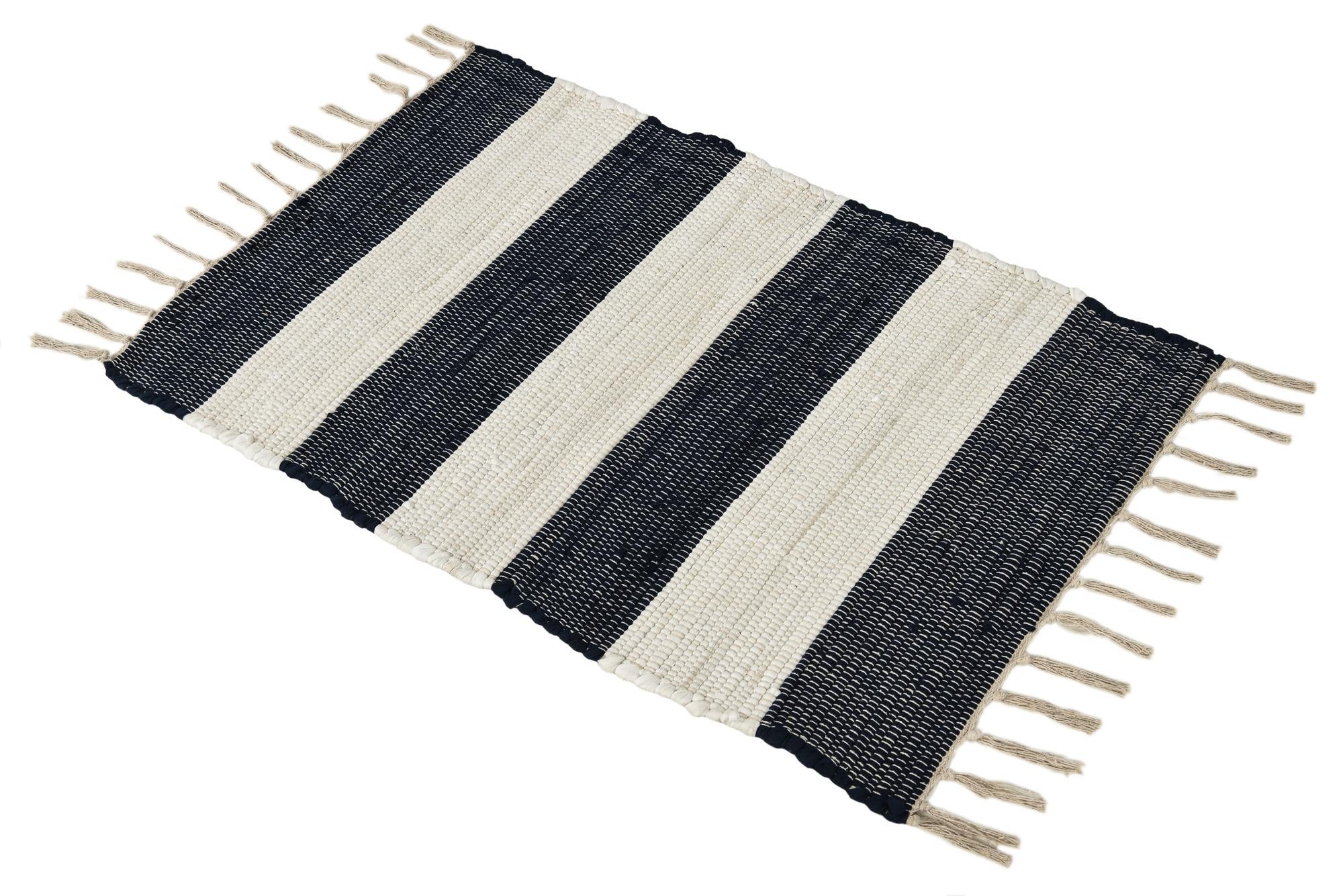 Navy Blue 2' x 3' 1 Hand Woven Chindi Rag Rug | Rugs.com