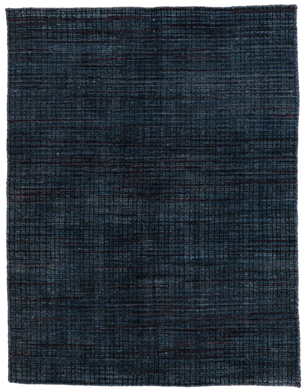 A 4x6 rectangular Darya rug in varying shades of navy blue with a subtle textured, modern oriental pattern.