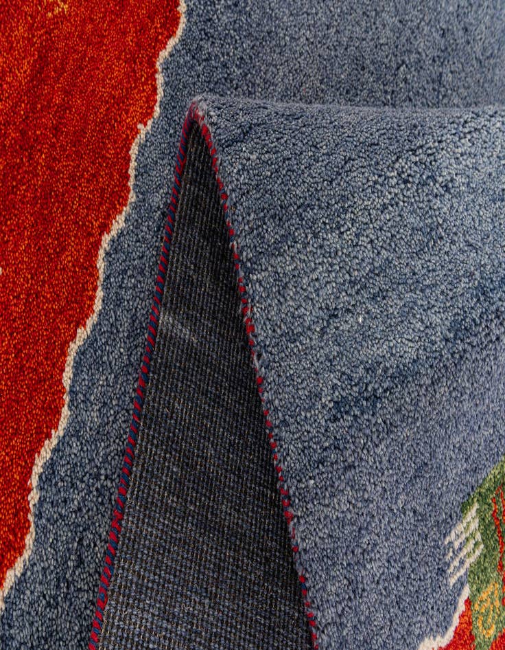 Detail image of  4' x 5' 10  Hand Knotted Gabbeh Wool Rug
