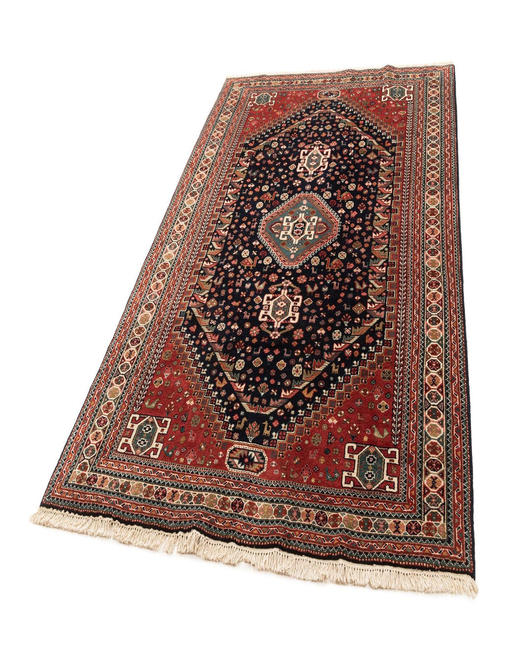 Navy Blue 6' 4 x 9' 9 Hand Knotted Ghashghaei Wool Rug