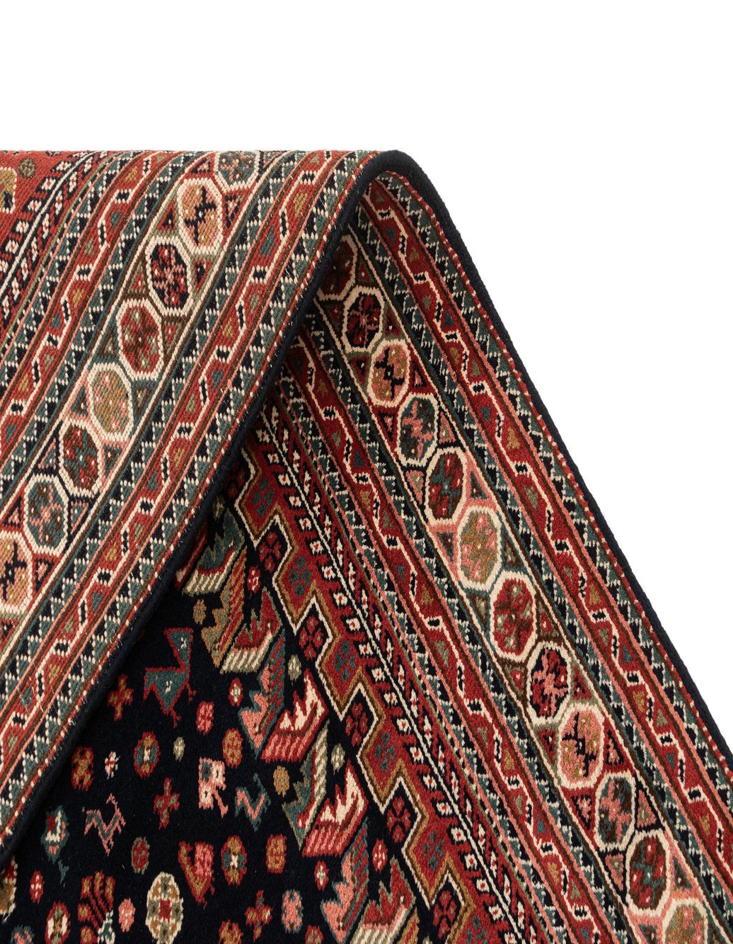 Navy Blue 6' 4 x 9' 9 Hand Knotted Ghashghaei Wool Rug