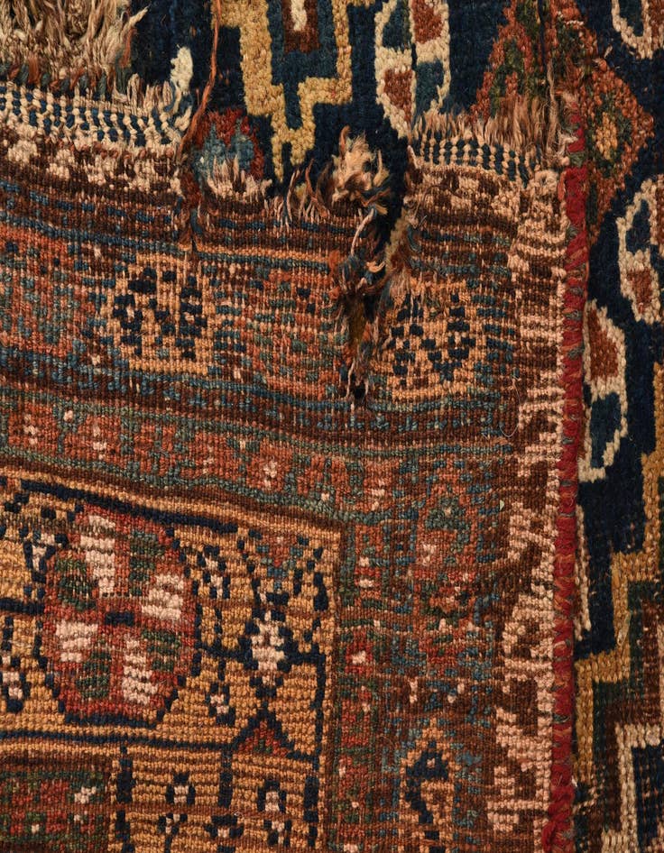 Detail image of 4' 4 x 5' 5 Hand Knotted Ghashghaei Persian Wool Rug