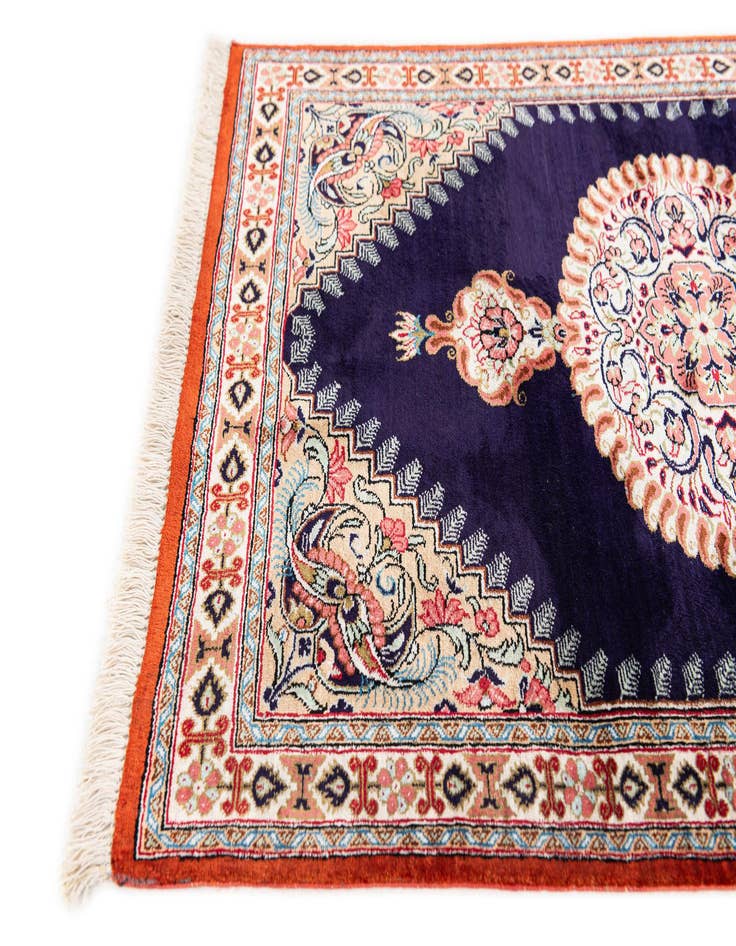 Detail image of  1' 10 x 2' 9  Hand Knotted Ghom Silk Persian Rug