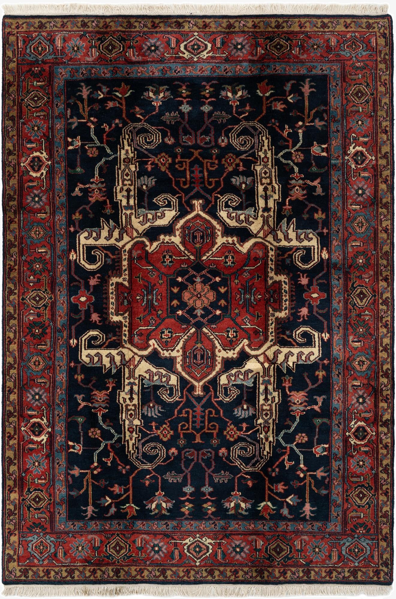  6' 7 x 9' 10  Hand Knotted Heriz Wool Rug