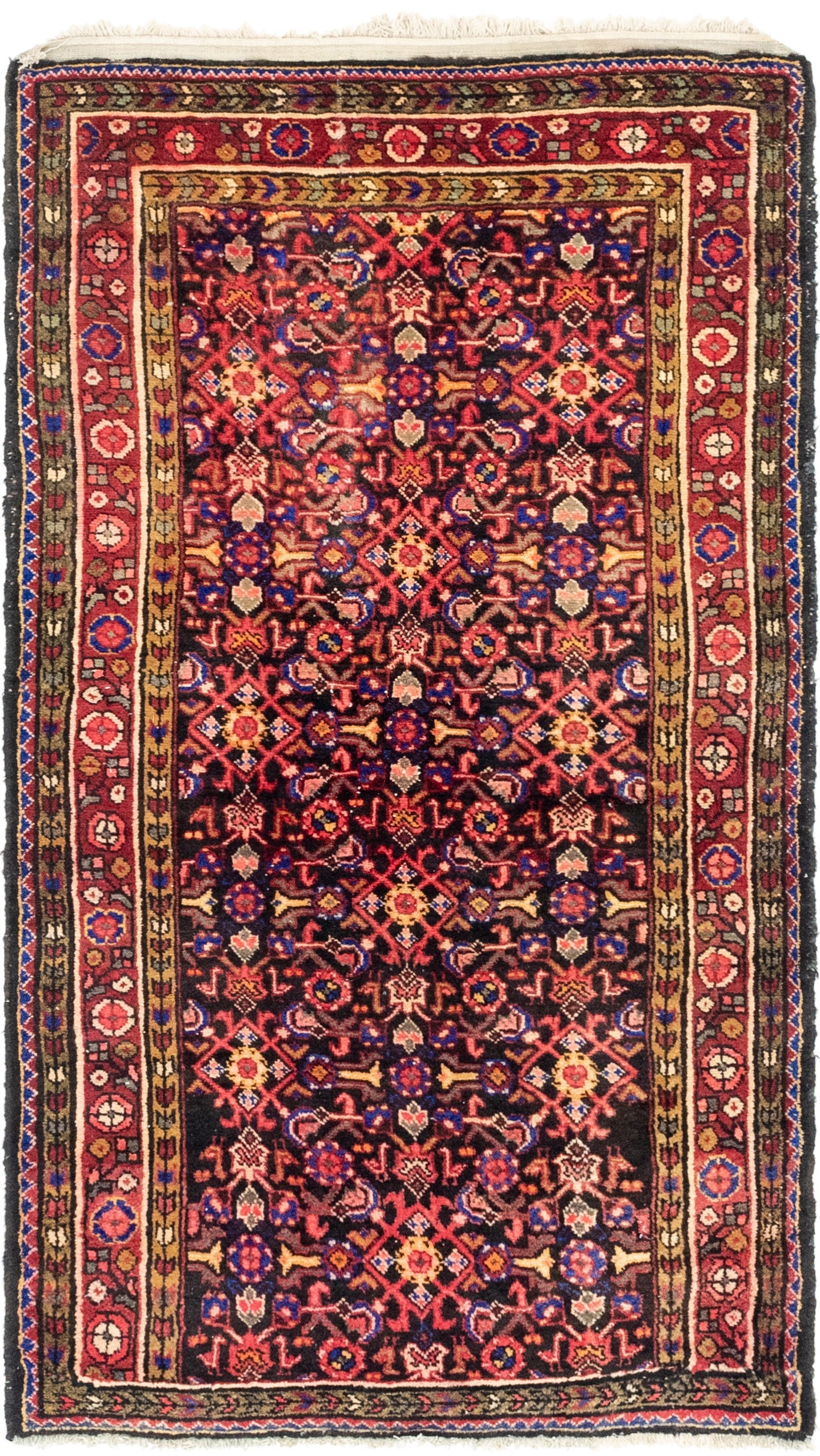  3' 9 x 6' 7  Hand Knotted Hossainabad Persian Wool Rug