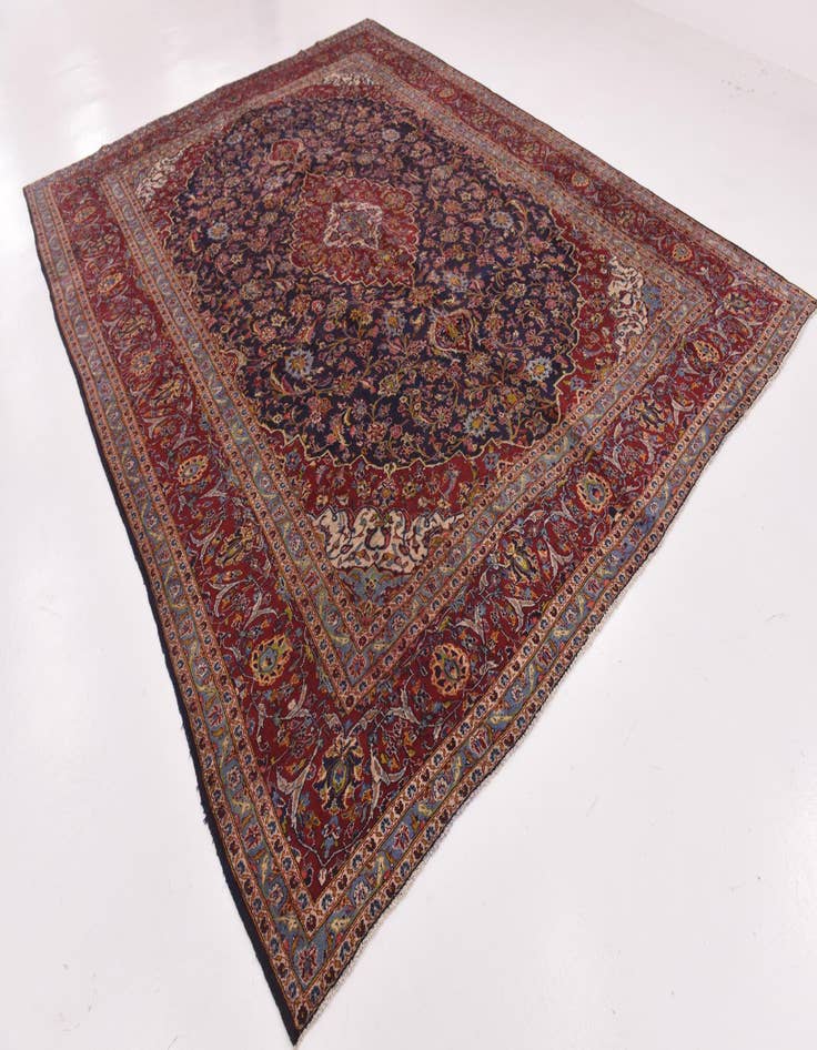 Detail image of  9' 10 x 12' 8  Hand Knotted Kashan Persian Wool Rug