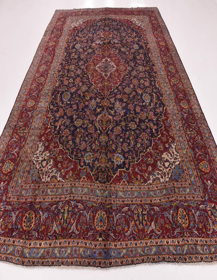 Detail image of  9' 10 x 12' 8  Hand Knotted Kashan Persian Wool Rug