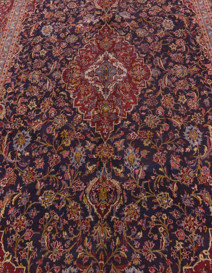 Detail image of  9' 10 x 12' 8  Hand Knotted Kashan Persian Wool Rug