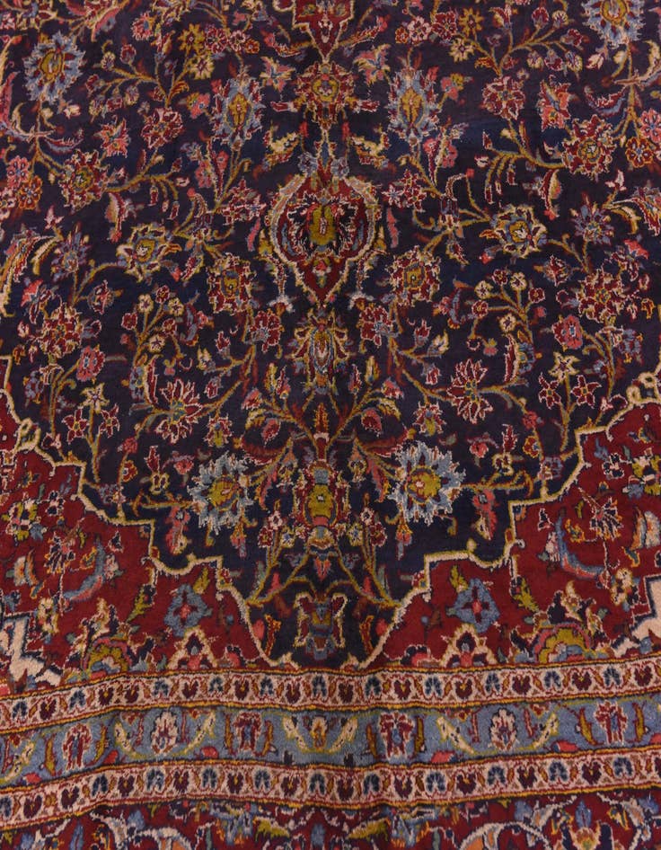 Detail image of  9' 10 x 12' 8  Hand Knotted Kashan Persian Wool Rug
