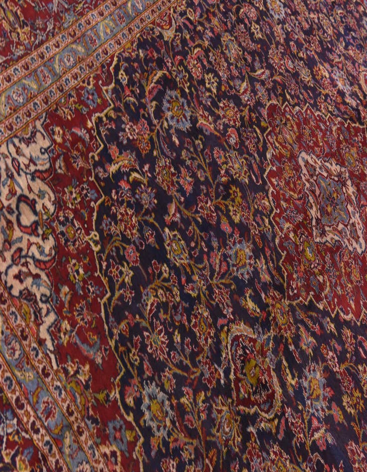 Detail image of  9' 10 x 12' 8  Hand Knotted Kashan Persian Wool Rug