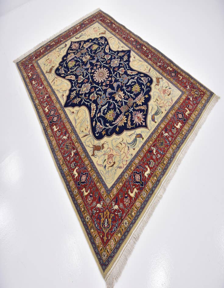 Detail image of  6' 10 x 9' 6  Hand Knotted Kashan Persian Rug