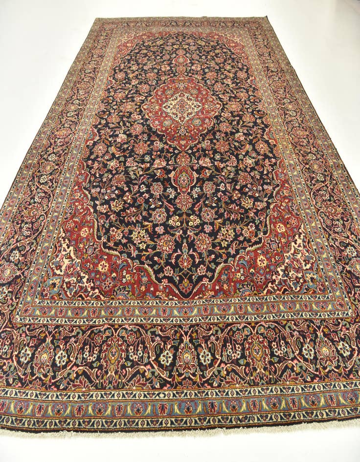 Detail image of  9' 10 x 13' 8  Hand Knotted Kashan Persian Wool Rug