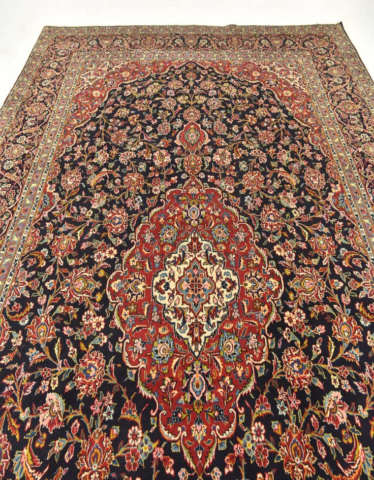 Detail image of  9' 10 x 13' 8  Hand Knotted Kashan Persian Wool Rug