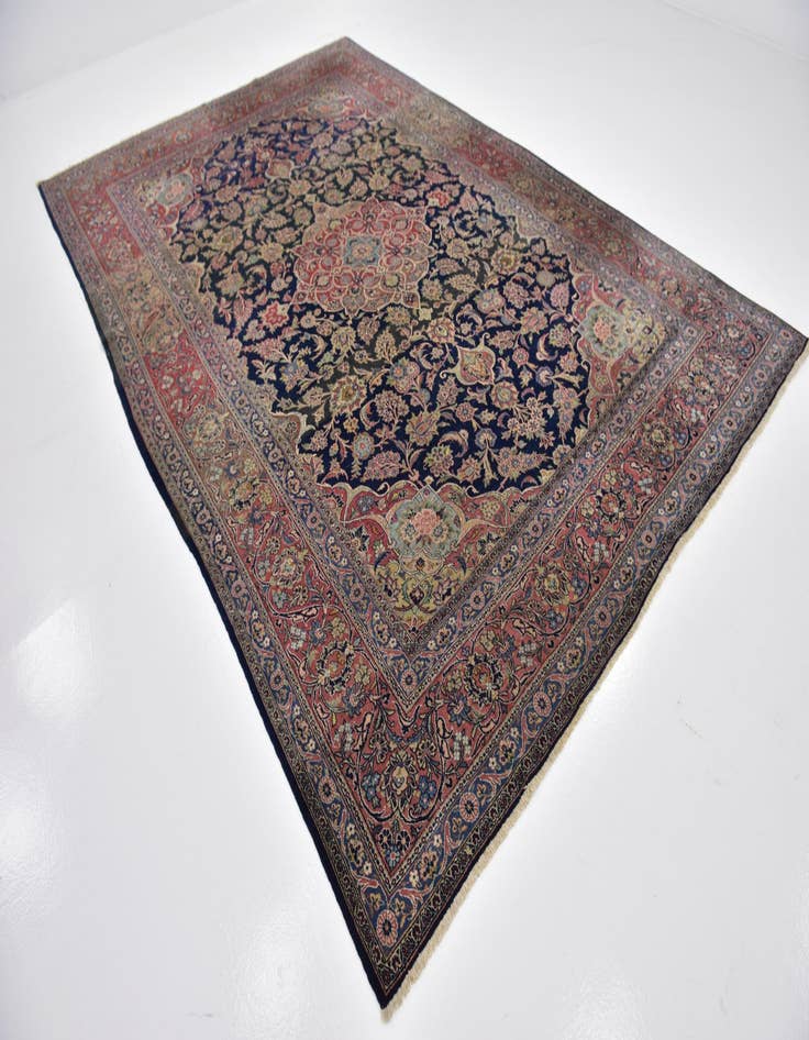 Detail image of  7' 9 x 11' 7  Hand Knotted Kashan Persian Rug