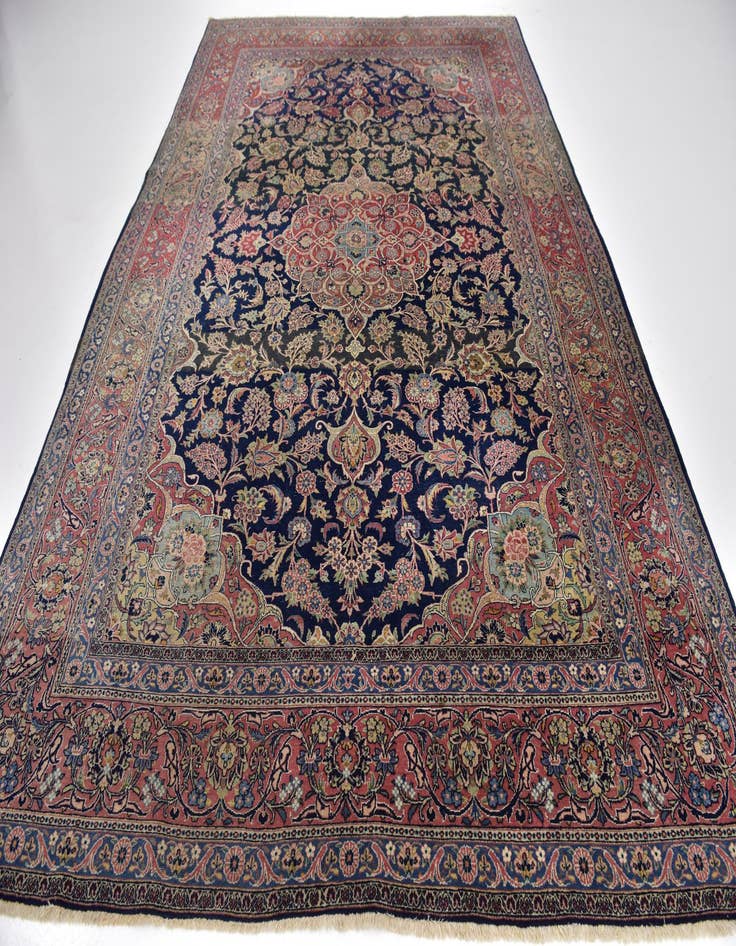 Detail image of  7' 9 x 11' 7  Hand Knotted Kashan Persian Rug