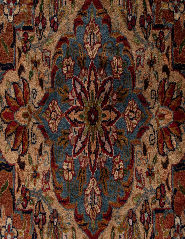 Detail image of  7' x 11'  Hand Knotted Kashan Oriental Wool Rug