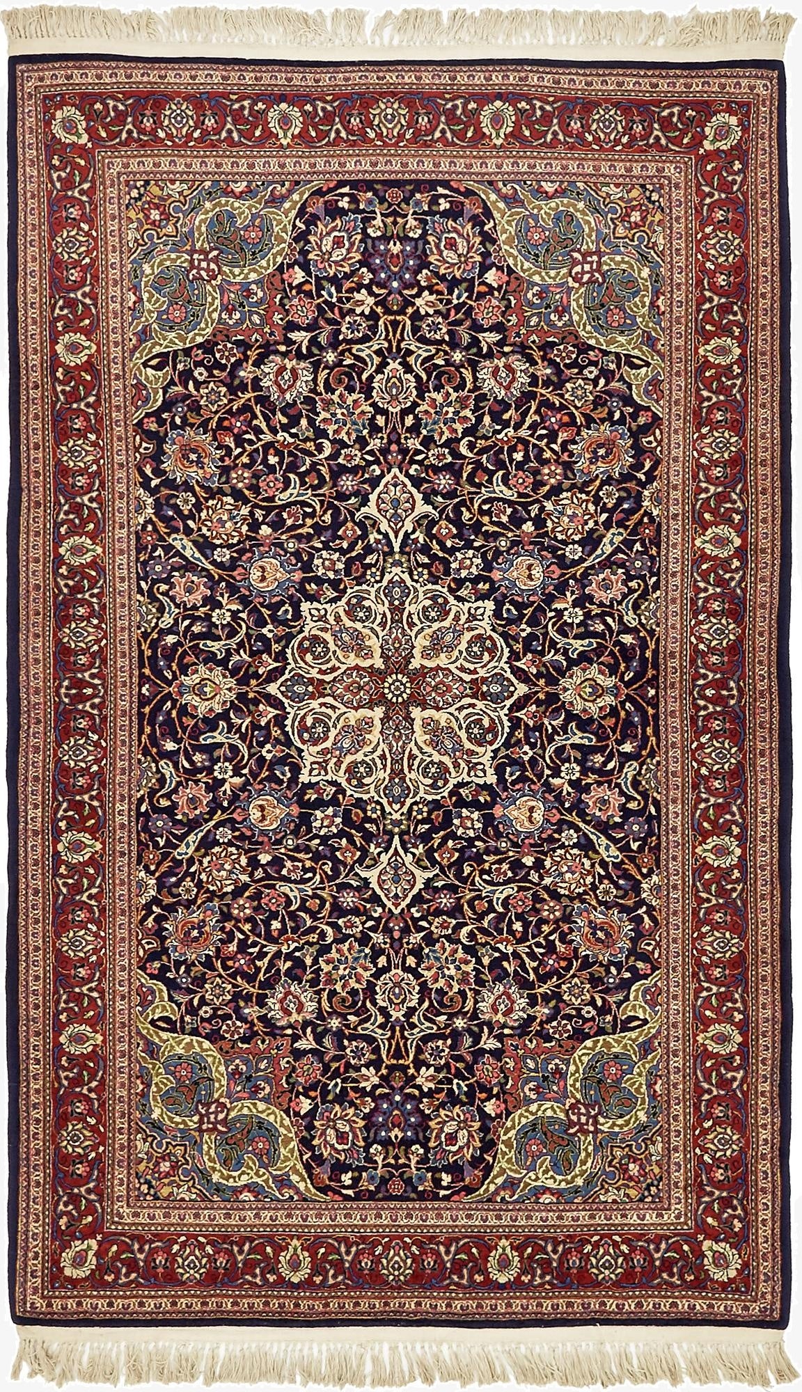  4' 4 x 7' 2  Hand Knotted Kashan Persian Wool Rug