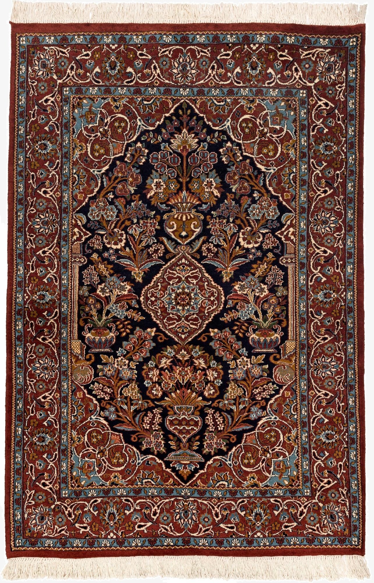  3' 10 x 5' 9  Hand Knotted Kashan Oriental Wool Rug