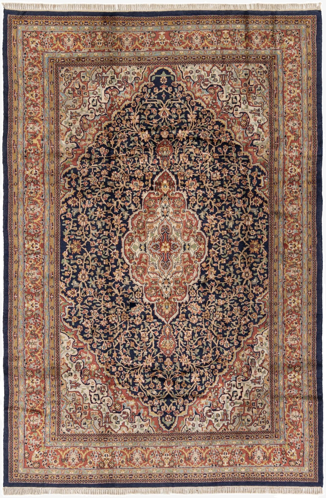  6' 1 x 9' 2  Hand Knotted Kashan Oriental Wool Rug