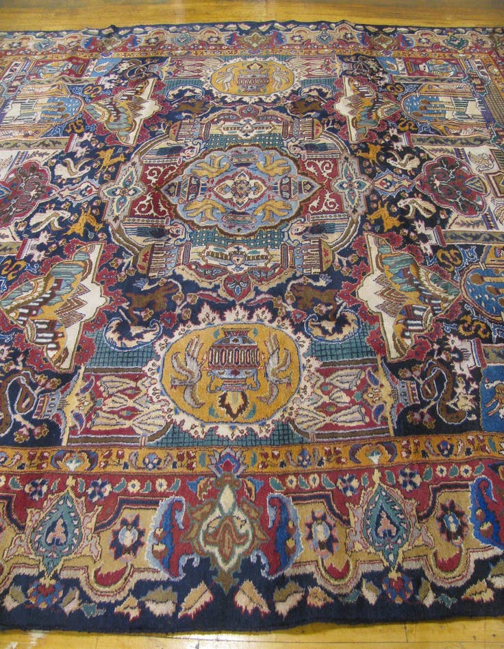Detail image of 9' 6 x 13' 3 Hand Knotted Kashmar Persian Wool Rug