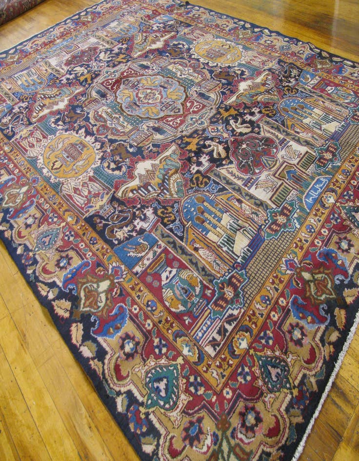 Detail image of 9' 6 x 13' 3 Hand Knotted Kashmar Persian Wool Rug