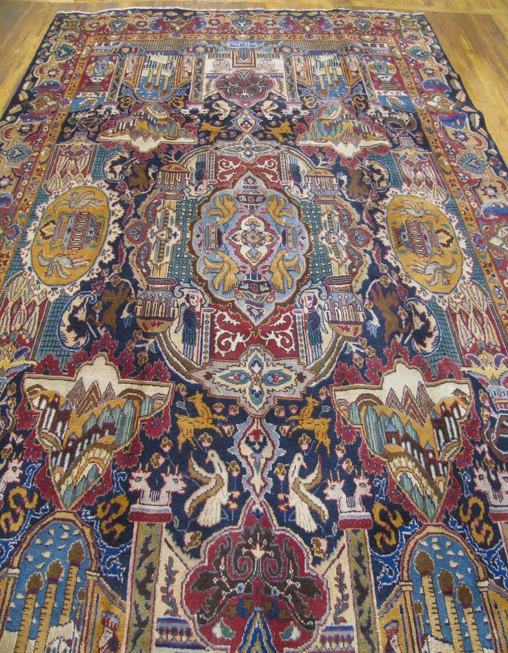 Detail image of 9' 6 x 13' 3 Hand Knotted Kashmar Persian Wool Rug