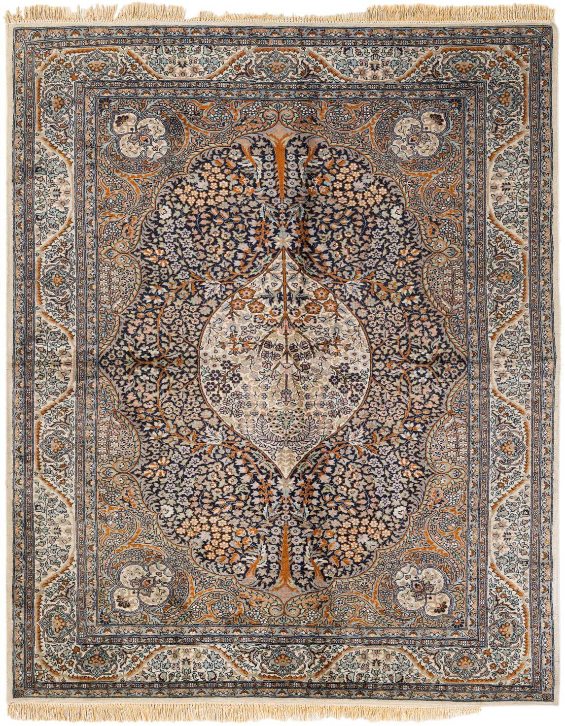 Primary image  4' 8 x 7' 9  Hand Knotted Kashmir Oriental Wool Rug