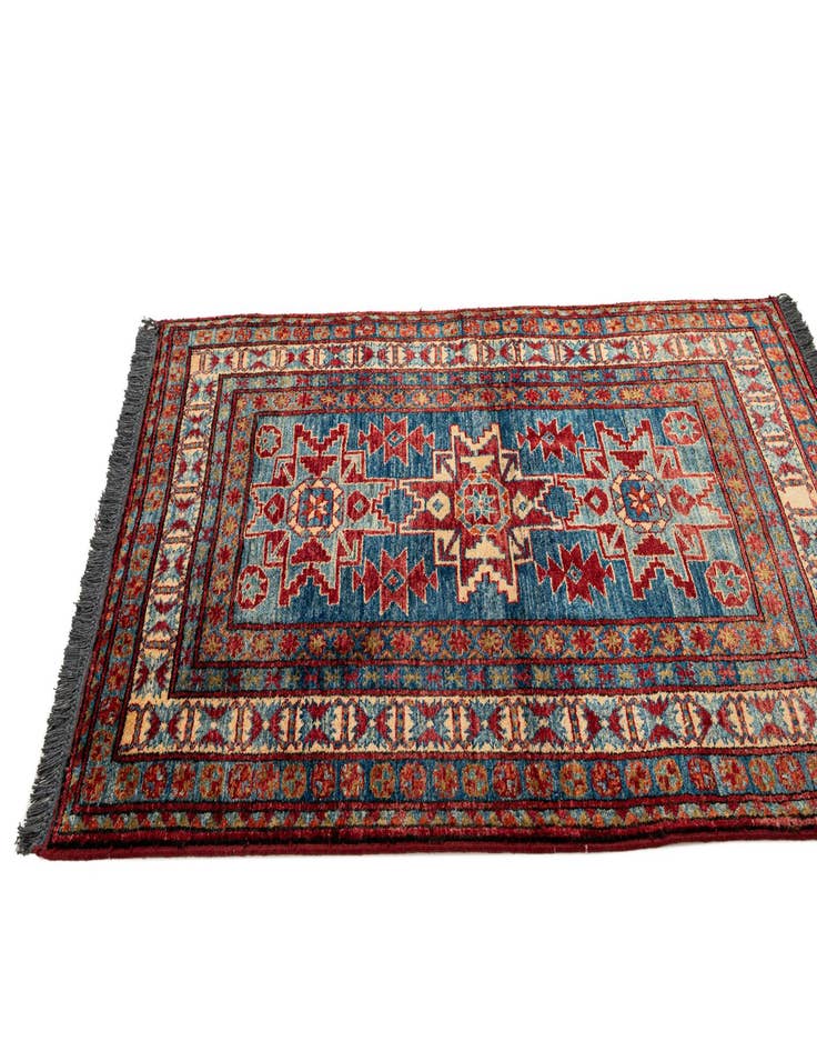 Detail image of  3' 2 x 4' 7  Hand Knotted Kazak Wool Rug