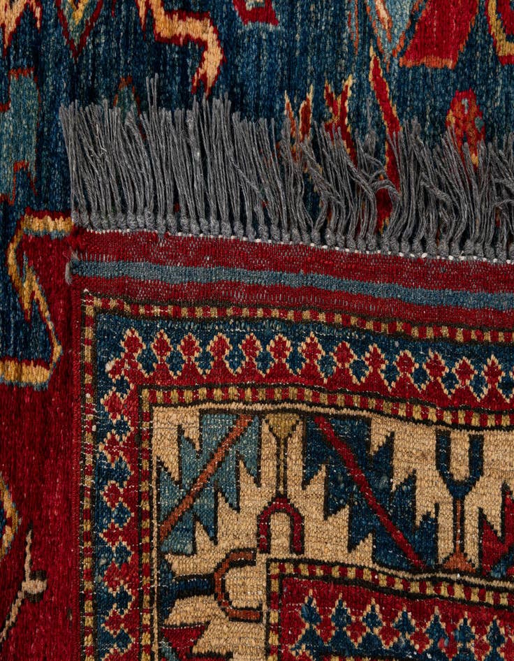 Detail image of  4' x 4' 11  Hand Knotted Kazak Wool Rug